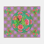 Rosa Rose Fleecedecke (Vorderseite (Horizontal))