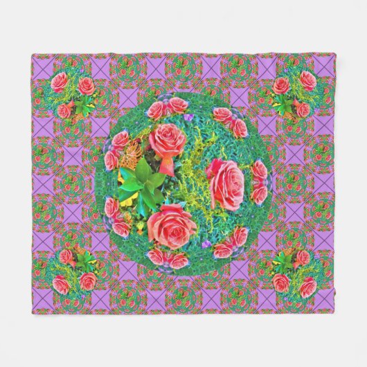 Rosa Rose Fleecedecke (Vorderseite (Horizontal))