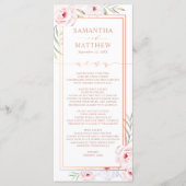 Rosa Rose Flora Goldmedaille Hochzeitmenü Menükarte (Vorderseite)