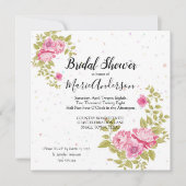 Rosa Rose Floral Confetti Dusche Einladung (Vorderseite)