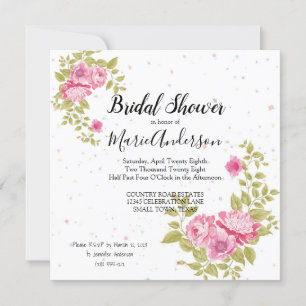 Rosa Rose Floral Confetti Dusche Einladung