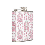 Rosa Rose Floral Damask Stilmuster Flachmann (Rechts)