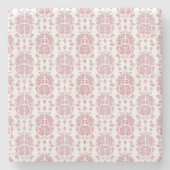 Rosa Rose Floral Damask Stilmuster Steinuntersetzer (Vorderseite)