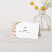 Rosa Rose Floral Elegante Hochzeitsstimmung Platzk Platzkarte (Rückseite)