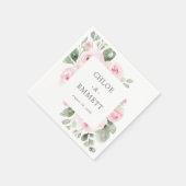 Rosa Rose Floral Eukalyptus Wedding Napkins Serviette (Ecke)