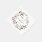 Rosa Rose Floral Eukalyptus Wedding Napkins Serviette (Ecke)