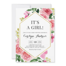 Rosa Rose Floral Gold Foil Es ist eine Girl Baby D