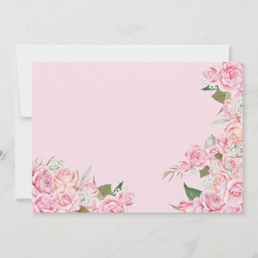 Rosa Rose Floral Gold Tiara Quinceanera Einladung (Rückseite)