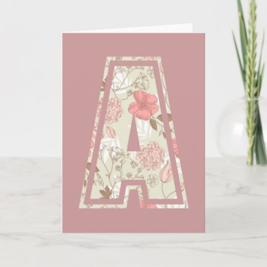 Rosa Rose Floral Monogramm Letter A (Vorderseite)