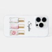 Rosa Rose Floral Nail Polnisch iPhone Hülle (Rückseite (Horizontal))