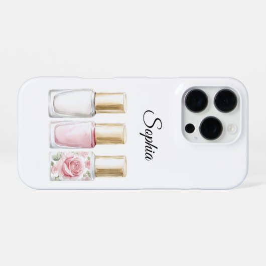 Rosa Rose Floral Nail Polnisch iPhone Hülle (Rückseite (Horizontal))