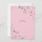 Rosa Rose Floral Schmetterlinge Süße 16 Quinceañer Dankeskarte (Rückseite)