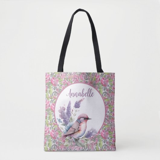 Rosa Rose Floral Scroll Tasche (Vorderseite)