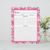 Rosa Rose Floral Streifen Rezept Binder Seite (Stehend Vorderseite)