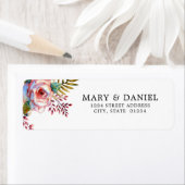 Rosa Rose Floral Wedding Rücksendeadresse Etikett (Insitu)