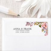 Rosa Rose Floral Wedding Rücksendeadresse Etikett (Insitu)