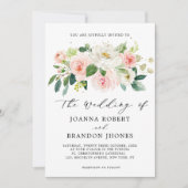 Rosa Rose Florals Moderne botanische Hochzeit Einladung (Vorderseite)