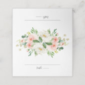 Rosa Rose Florals Moderne botanische Hochzeit Platzkarte (Außenseite Aufgefaltet)