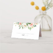 Rosa Rose Florals Moderne botanische Hochzeit Platzkarte (Rückseite)