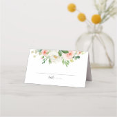 Rosa Rose Florals Moderne botanische Hochzeit Platzkarte (Vorderseite)