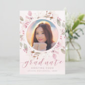 Rosa Rose Foto 2025 Abschluss Ankündigung (Stehend Vorderseite)