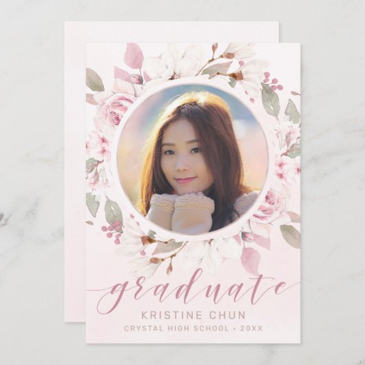 Rosa Rose Foto 2025 Abschluss Ankündigung (Vorne/Hinten)