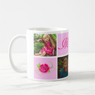 Rosa Rose Foto Collage Geschenk für Mama Muttertag Kaffeetasse
