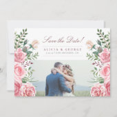 Rosa Rose Foto Hochzeit speichern Sie das Datum Save The Date (Vorderseite)