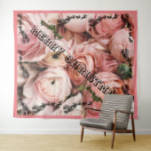 Rosa Rose Frohe Weihnachten Wandteppich (Beispiel (Horizontal))