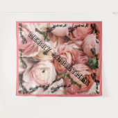 Rosa Rose Frohe Weihnachten Wandteppich (Vorderseite (Horizontal))