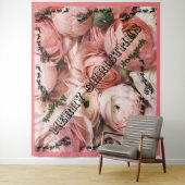 Rosa Rose Frohe Weihnachten Wandteppich (Beispiel)