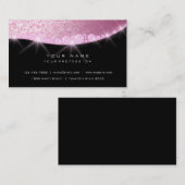 Rosa Rose Funkelnd Diamond Glitzer Glam Schwarz Visitenkarte (Vorne/Hinten)