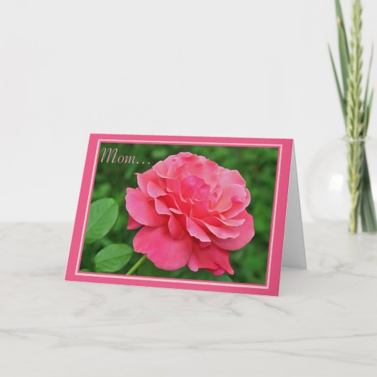Rosa Rose für die Mama Karte (Vorderseite)