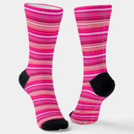 Rosa, Rose, Fuscia, Flamingo Streifen Farbenfroh S Socken