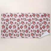 Rosa Rose Garden Strandtuch (Vorderseite)