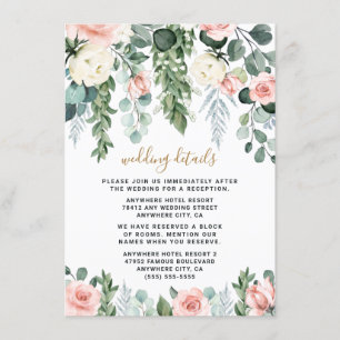 Rosa Rose Garden Wasserfarben Hochzeit Begleitkarte