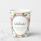 Rosa Rose Geburtstag Hochzeitspapiere Cups Pappbecher (Vorderseite)