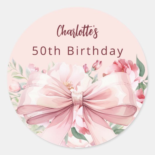 Rosa Rose Geburtstag Runder Aufkleber (Vorderseite)