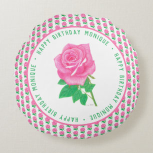 Rosa Rose Geburtstag Rundkissen Rundes Kissen