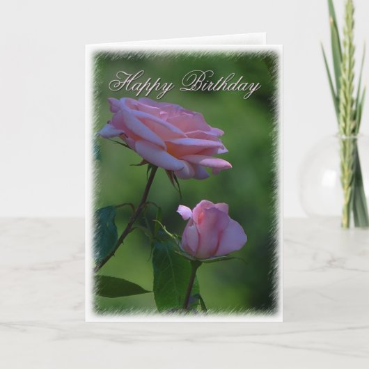 Rosa Rose Geburtstagskarte Karte (Vorderseite)