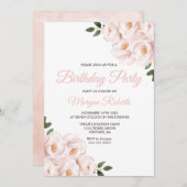 Rosa Rose Geburtstagsparty Einladung (Vorne/Hinten)