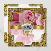 Rosa Rose Geburtstagsparty Glamour Hot Einladung (Vorne/Hinten)