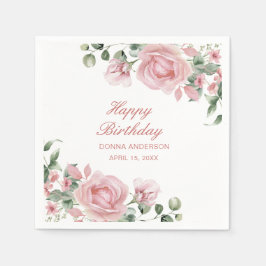 Rosa Rose Geburtstagsparty Plate Serviette