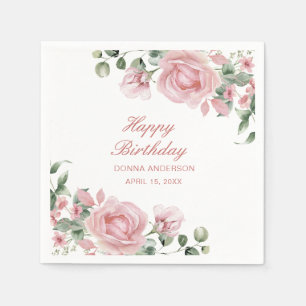 Rosa Rose Geburtstagsparty Plate Serviette