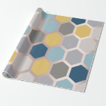 Rosa Rose Gelb Blaue Geometrie Honeycomb Hexagon Geschenkpapier<br><div class="desc">FlorenzK Design Eleganz in geometrischen Formen</div>