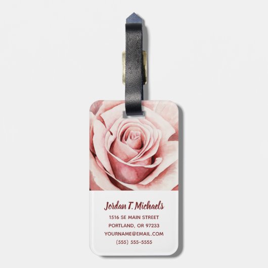 Rosa Rose Gepäckanhänger (Rückseite vertikal)