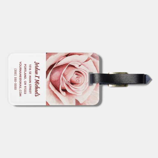 Rosa Rose Gepäckanhänger (Rückseite horizontal)