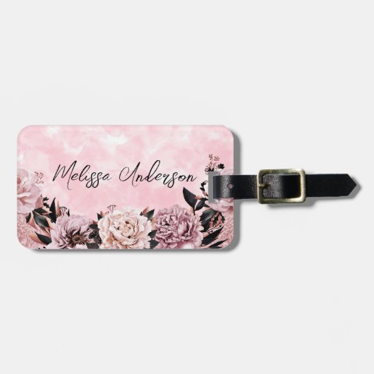 Rosa Rose Gepäckanhänger (Vorderseite horizontal)
