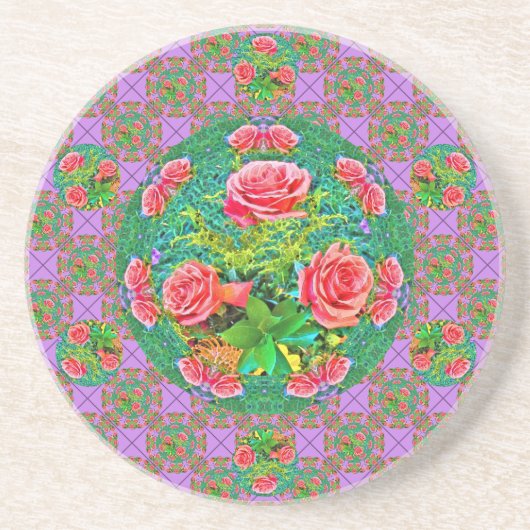 Rosa Rose Getränkeuntersetzer (Vorne)