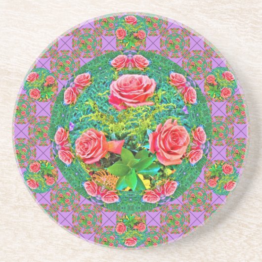 Rosa Rose Getränkeuntersetzer (Vorne)